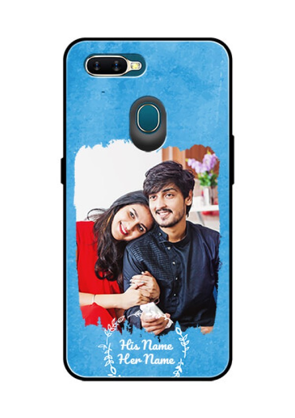 Oppo A7 Custom Glass Phone Case - Blue Color Vintage Design