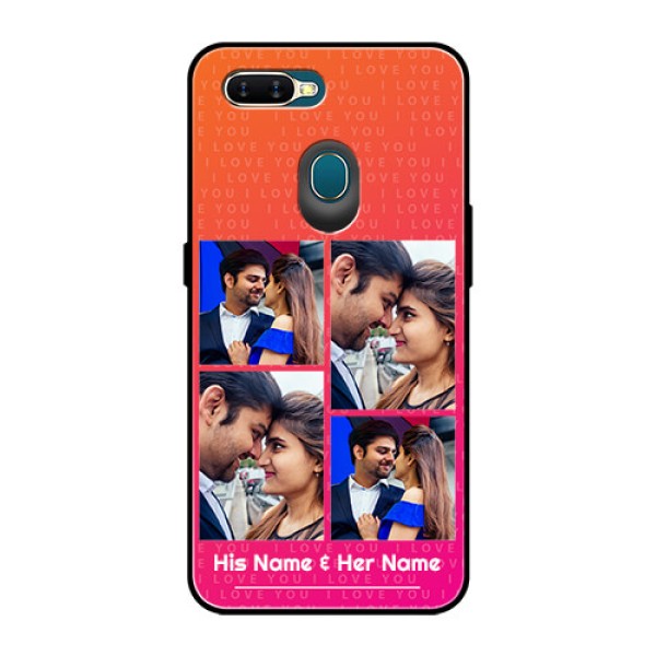 Oppo A7 Custom Glass Phone Case  - I Love You Pink Design