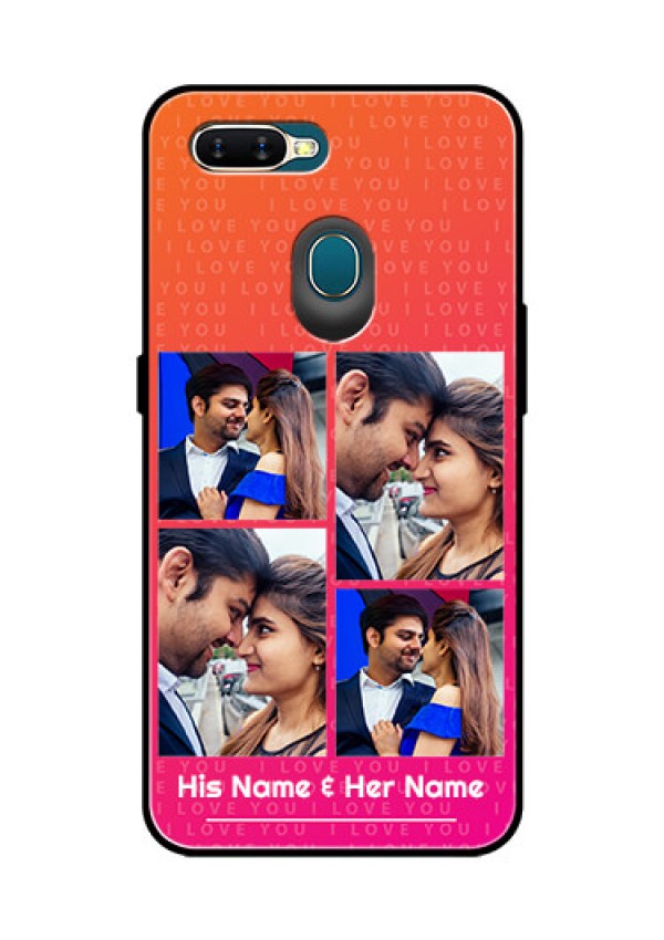 Oppo A7 Custom Glass Phone Case  - I Love You Pink Design