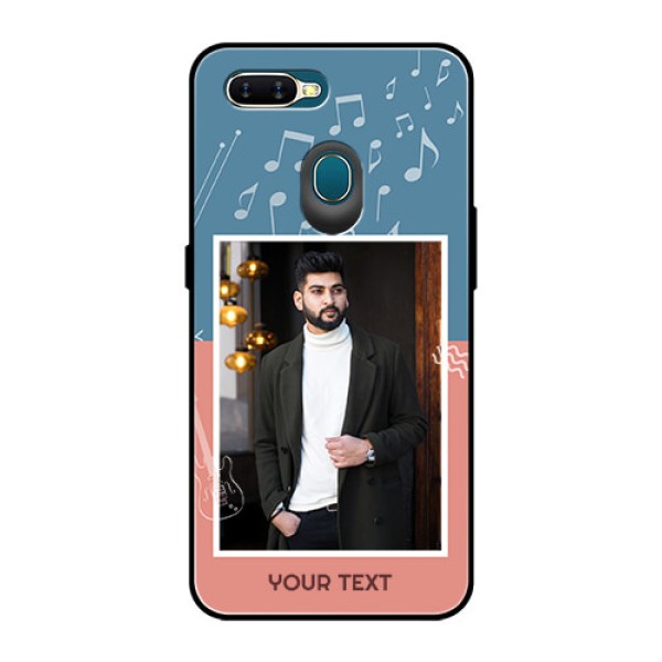 Oppo A7 Photo Printing on Glass Case  - with Color Musical Note Design