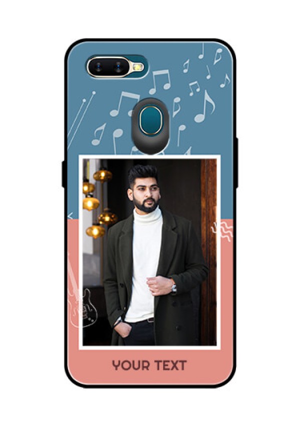 Oppo A7 Photo Printing on Glass Case  - with Color Musical Note Design