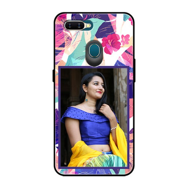 Oppo A7 Custom Glass Mobile Case  - Abstract Floral Design