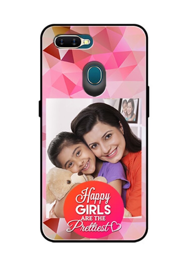 Oppo A7 Photo Printing on Glass Case  - Abstract Triangle Design