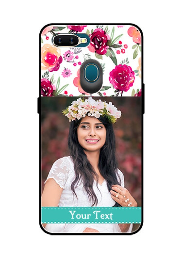 Oppo A7 Custom Glass Phone Case  - Watercolor Floral Design