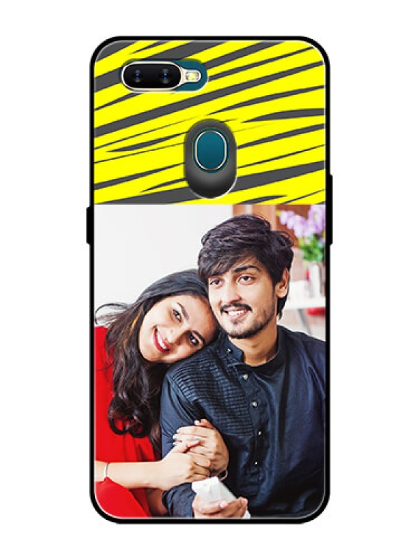 Custom Oppo A7 Photo Printing on Glass Case  - Yellow Abstract Design