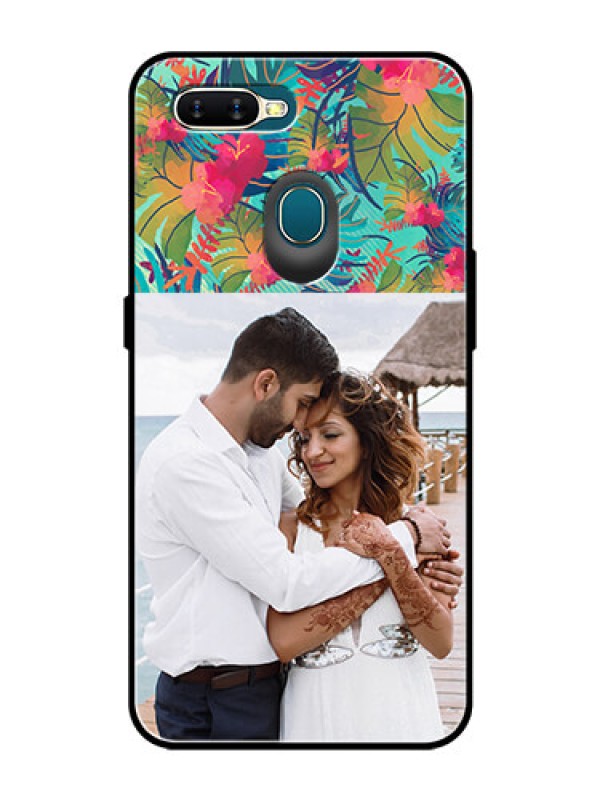 Custom Oppo A7 Photo Printing on Glass Case  - Watercolor Floral Design