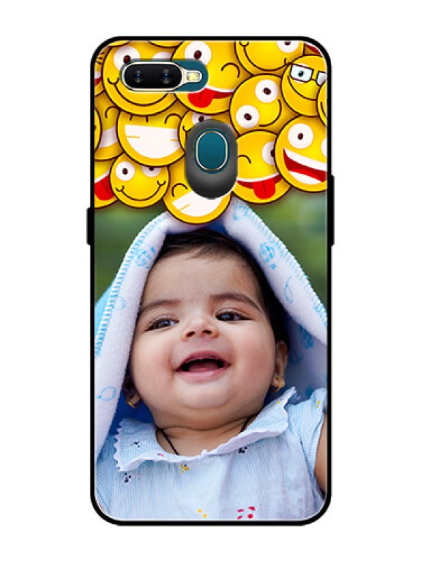 Custom Oppo A7 Custom Glass Mobile Case  - with Smiley Emoji Design
