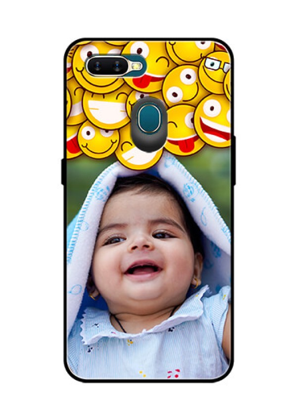 Oppo A7 Custom Glass Mobile Case  - with Smiley Emoji Design