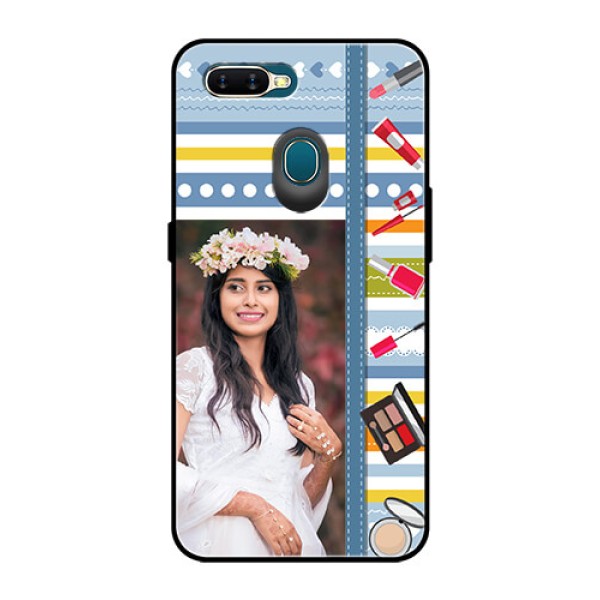 Oppo A7 Personalized Glass Phone Case  - Makeup Icons Design