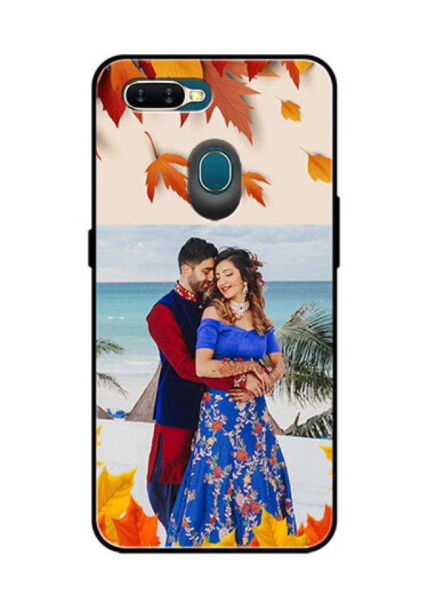 Oppo A7 Photo Printing on Glass Case  - Autumn Maple Leaves Design