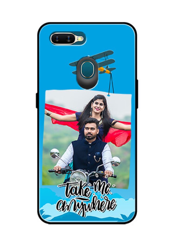 Oppo A7 Custom Glass Mobile Case  - Traveller Design 
