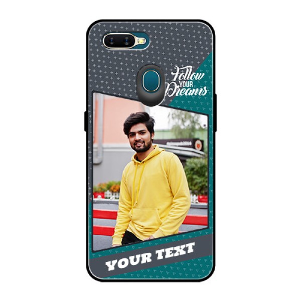 Oppo A7 Personalized Glass Phone Case  - Background Pattern Design with Quote
