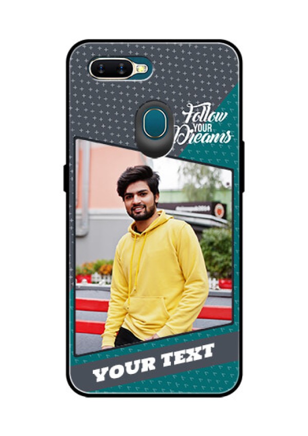 Oppo A7 Personalized Glass Phone Case  - Background Pattern Design with Quote