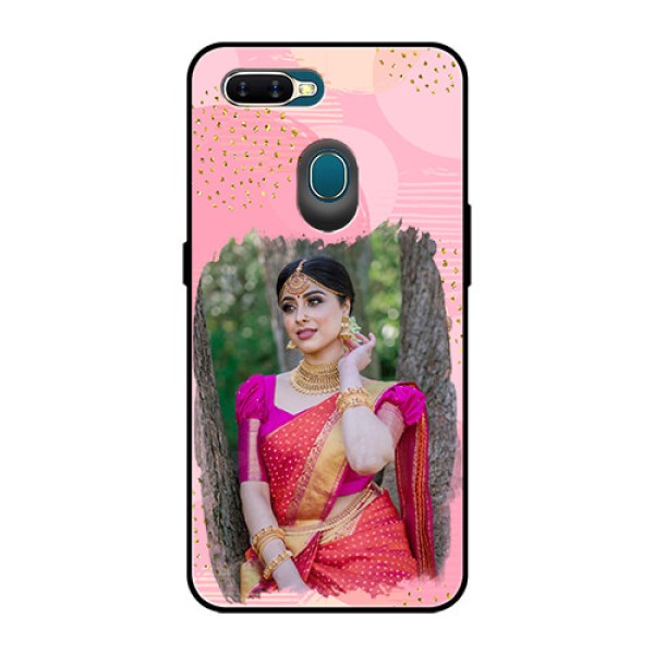 Oppo A7 Personalized Glass Phone Case  - Gold Glitter Splash Design