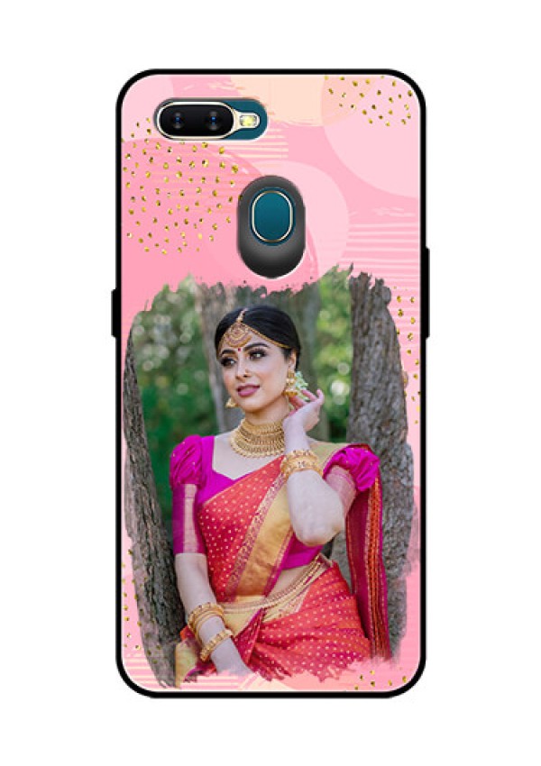 Oppo A7 Personalized Glass Phone Case  - Gold Glitter Splash Design