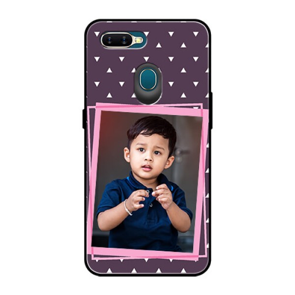 Oppo A7 Custom Glass Mobile Case - Triangle Pattern Dotted Design Oppo A7 Custom Glass Mobile Case - Triangle Pattern Dotted Design
