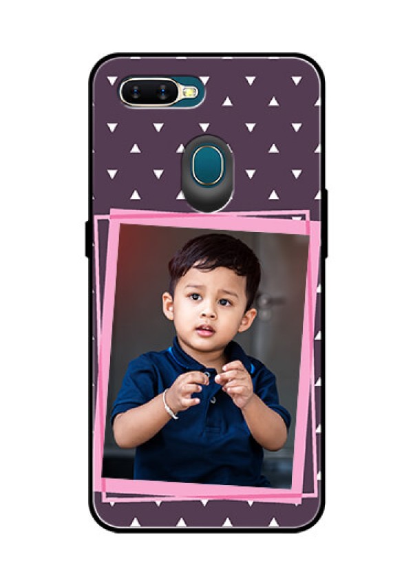 Oppo A7 Custom Glass Mobile Case  - Triangle Pattern Dotted Design