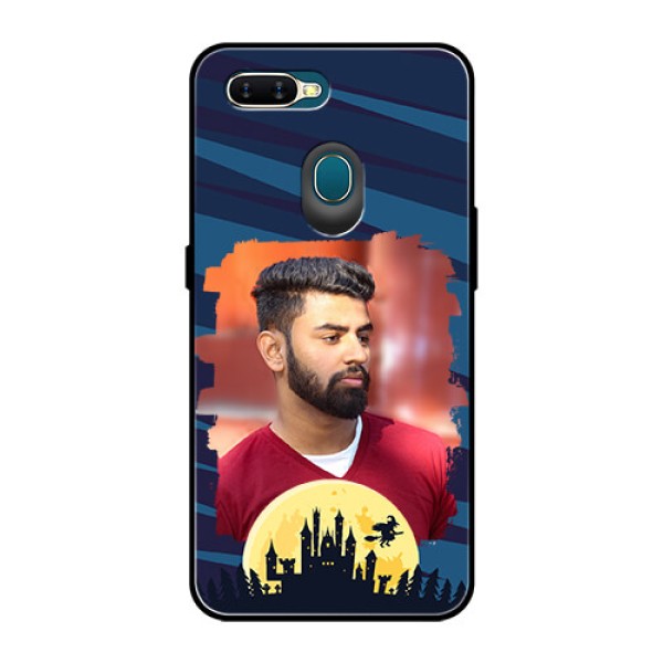 Oppo A7 Photo Printing on Glass Case  - Halloween Witch Design 