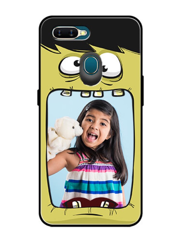 Custom Oppo A7 Personalized Glass Phone Case  - Cartoon monster back case Design