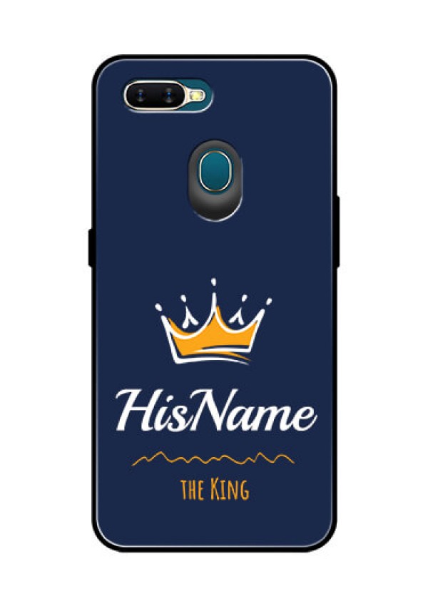 Oppo A7 Glass Phone Case King with Name