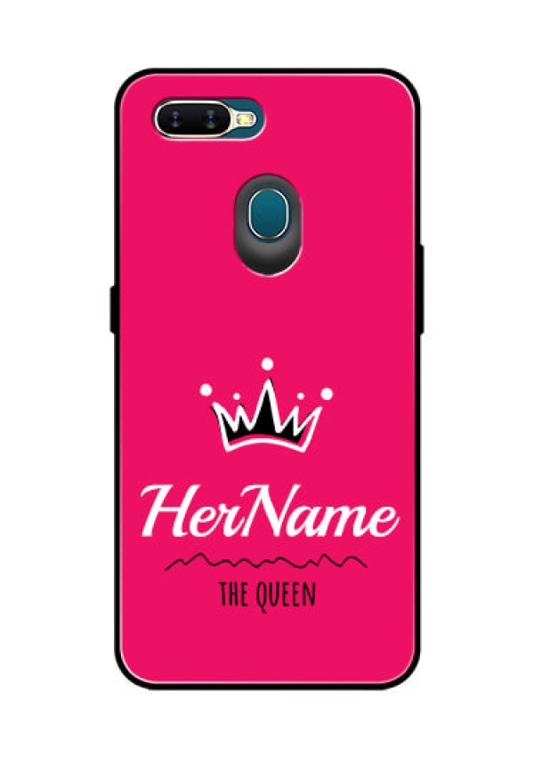 Oppo A7 Glass Phone Case Queen with Name