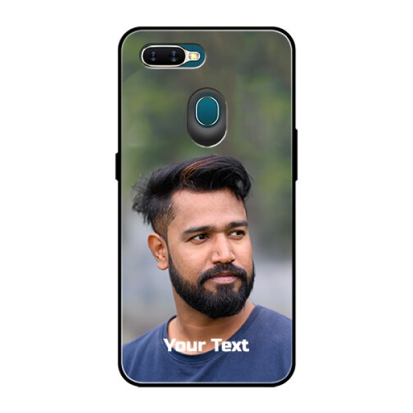 Oppo A7 Glass Mobile Cover: Photo with Text