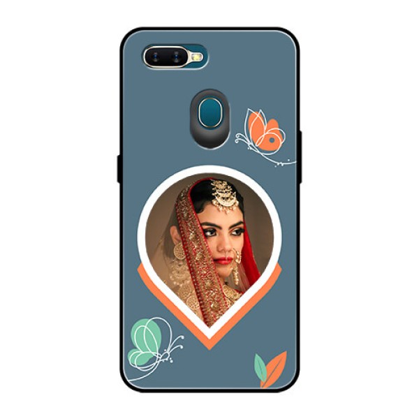 Oppo A7 Custom Glass Mobile Case - Droplet Butterflies Design