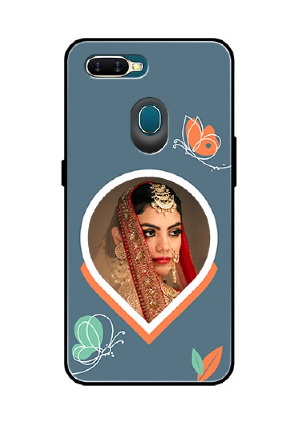 Oppo A7 Custom Glass Mobile Case - Droplet Butterflies Design