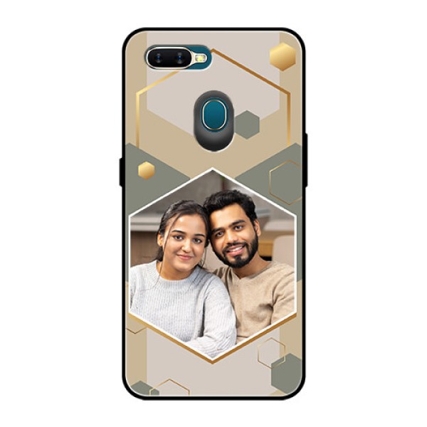Oppo A7 Photo Printing on Glass Case - Stylish Hexagon Pattern Design Oppo A7 Photo Printing on Glass Case - Stylish Hexagon Pattern Design