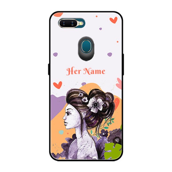 Oppo A7 Personalized Glass Phone Case - Woman And Nature Design