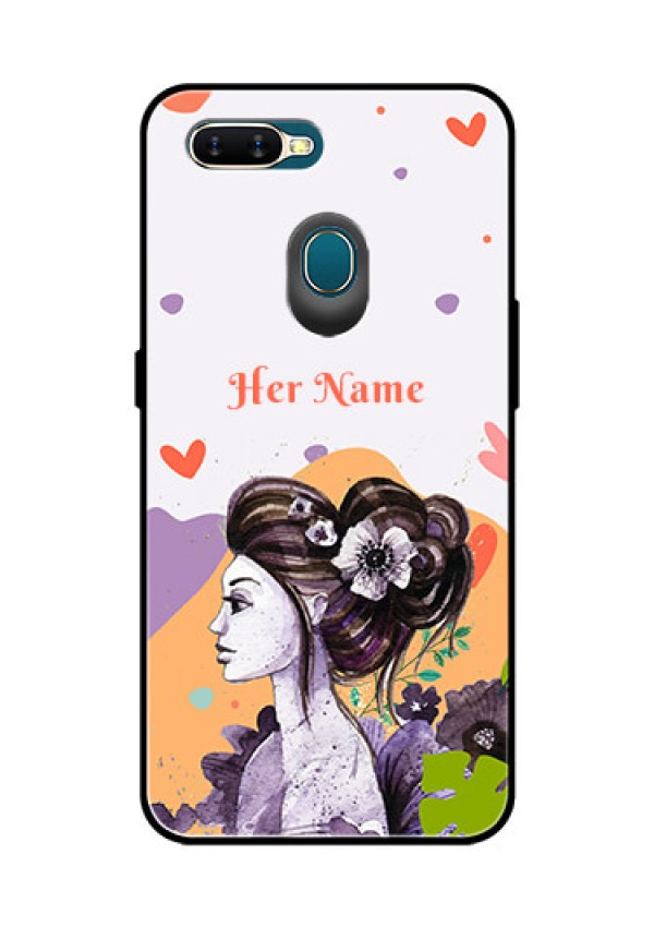 Oppo A7 Personalized Glass Phone Case - Woman And Nature Design
