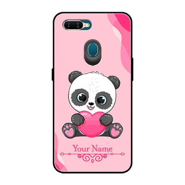 Oppo A7 Custom Glass Mobile Case - Cute Panda Design