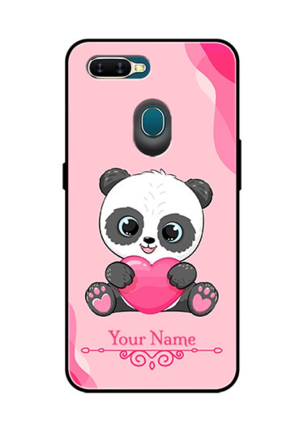 Oppo A7 Custom Glass Mobile Case - Cute Panda Design