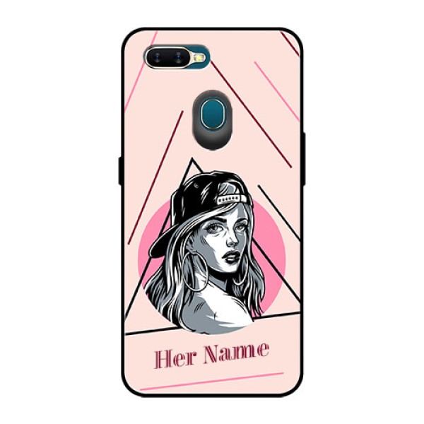 Oppo A7 Personalized Glass Phone Case - Rockstar Girl Design