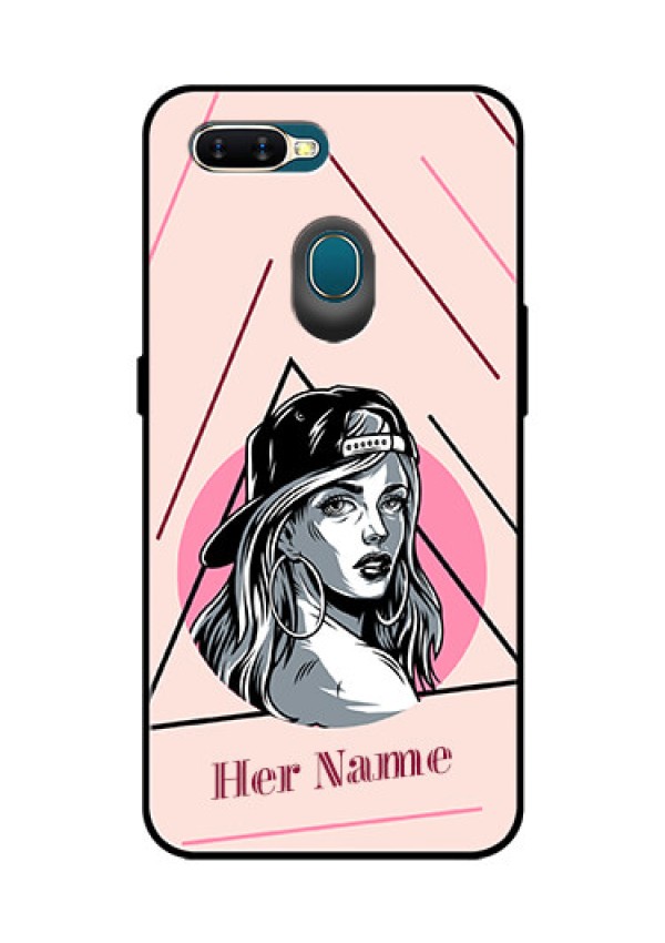 Oppo A7 Personalized Glass Phone Case - Rockstar Girl Design