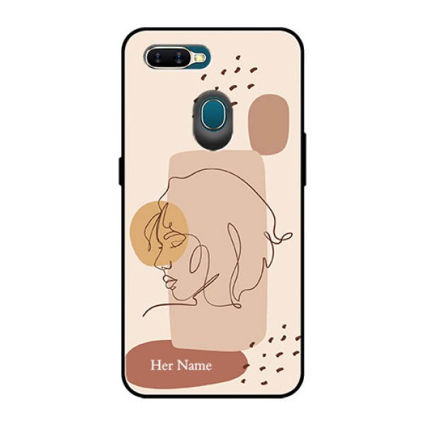 Oppo A7 Photo Printing on Glass Case - Calm Woman line art Design Oppo A7 Photo Printing on Glass Case - Calm Woman line art Design