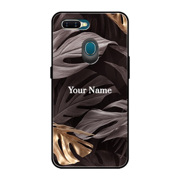 Oppo A7 Personalised Glass Phone Case - Wild Leaves digital paint Design Oppo A7 Personalised Glass Phone Case - Wild Leaves digital paint Design