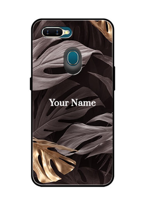 Oppo A7 Personalised Glass Phone Case - Wild Leaves digital paint Design