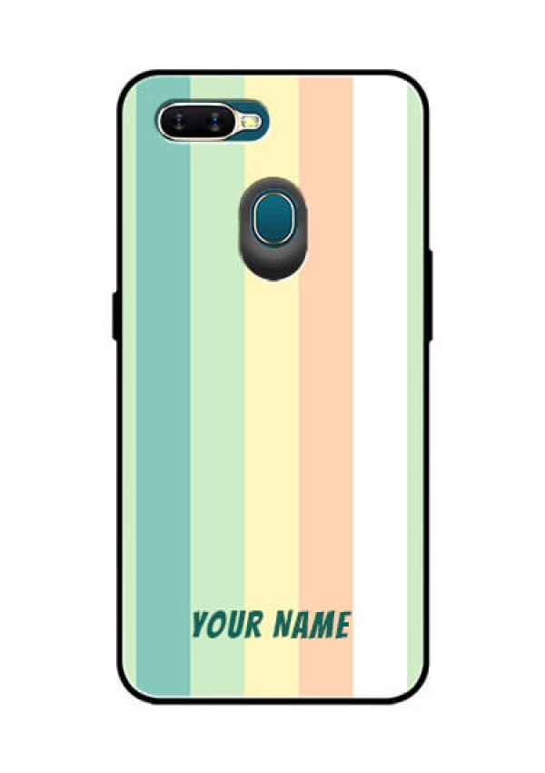 Oppo A7 Photo Printing on Glass Case - Multi-colour Stripes Design