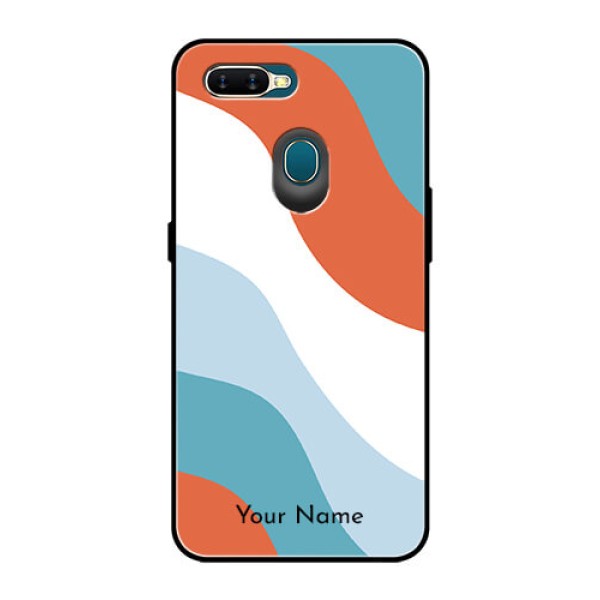 Oppo A7 Custom Glass Mobile Case - coloured Waves Design