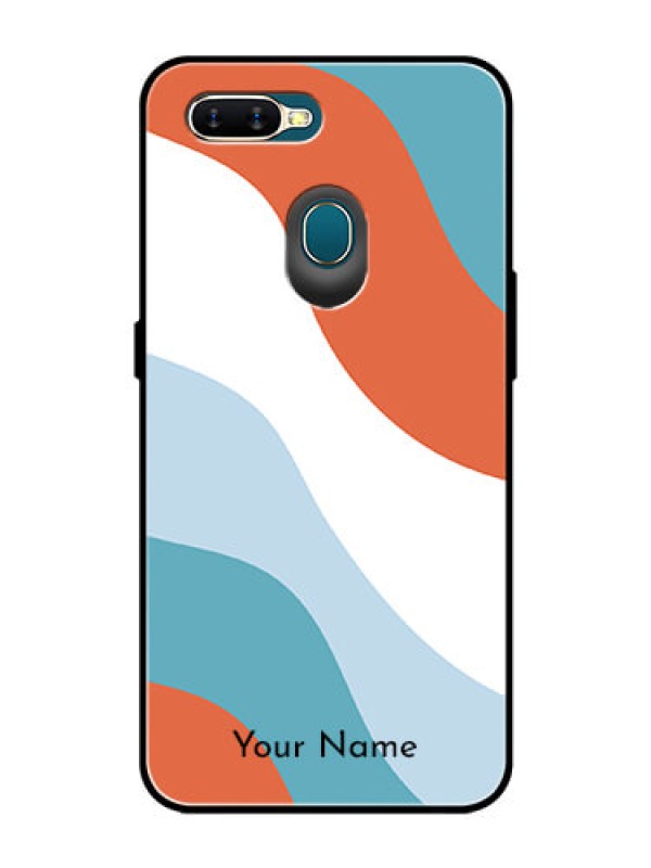 Custom Oppo A7 Custom Glass Mobile Case - coloured Waves Design
