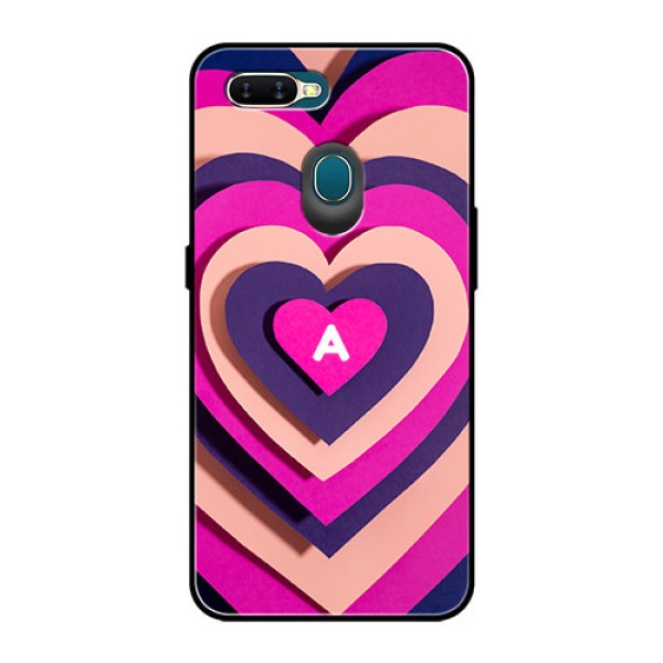 Oppo A7 Custom Glass Mobile Case - Cute Heart Pattern Design