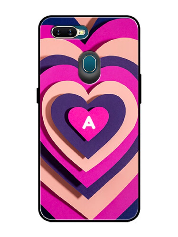 Custom Oppo A7 Custom Glass Mobile Case - Cute Heart Pattern Design