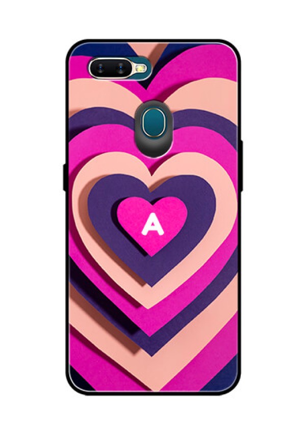 Oppo A7 Custom Glass Mobile Case - Cute Heart Pattern Design