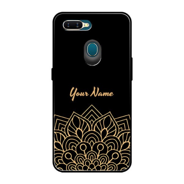 Oppo A7 Custom Glass Phone Case - Golden mandala Design