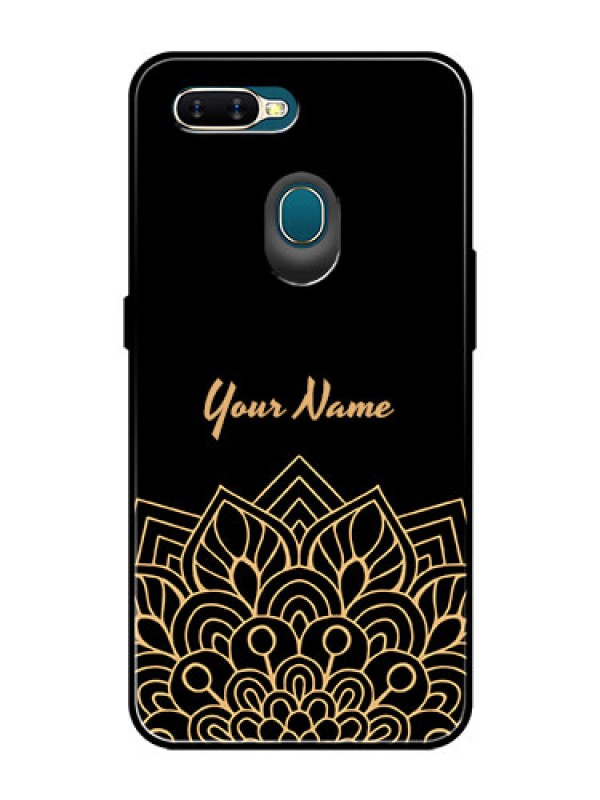 Custom Oppo A7 Custom Glass Phone Case - Golden mandala Design