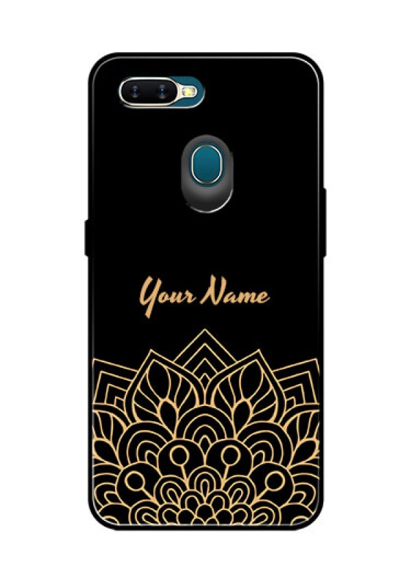 Oppo A7 Custom Glass Phone Case - Golden mandala Design