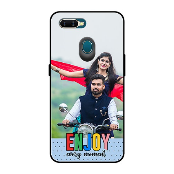 Oppo A7 Photo Printing on Glass Case - Enjoy Every Moment Design