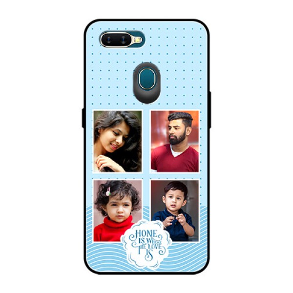 Oppo A7 Custom Glass Phone Case - Cute love quote with 4 pic upload Design