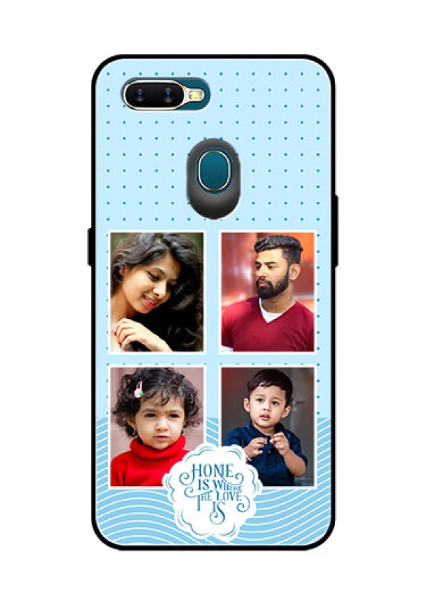 Oppo A7 Custom Glass Phone Case - Cute love quote with 4 pic upload Design